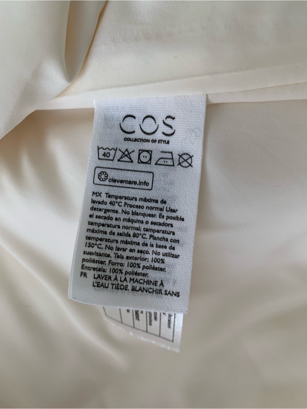 COS Longline Quilted Coat in white Women's size 2 - Picture 9 of 13
